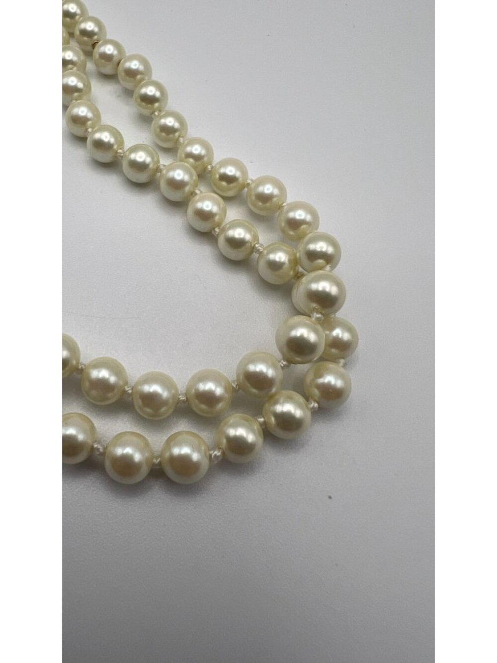 Vintage Double-Strand Faux Pearl Necklace With Gold-Tone Filigree Clasp Timeless - Picture 2 of 4